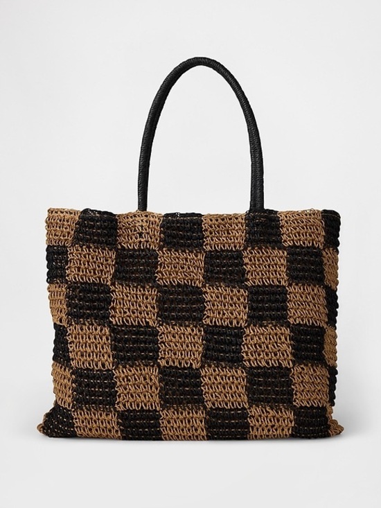 GAP Handbags - Gap Gingham Straw Tote Bag
